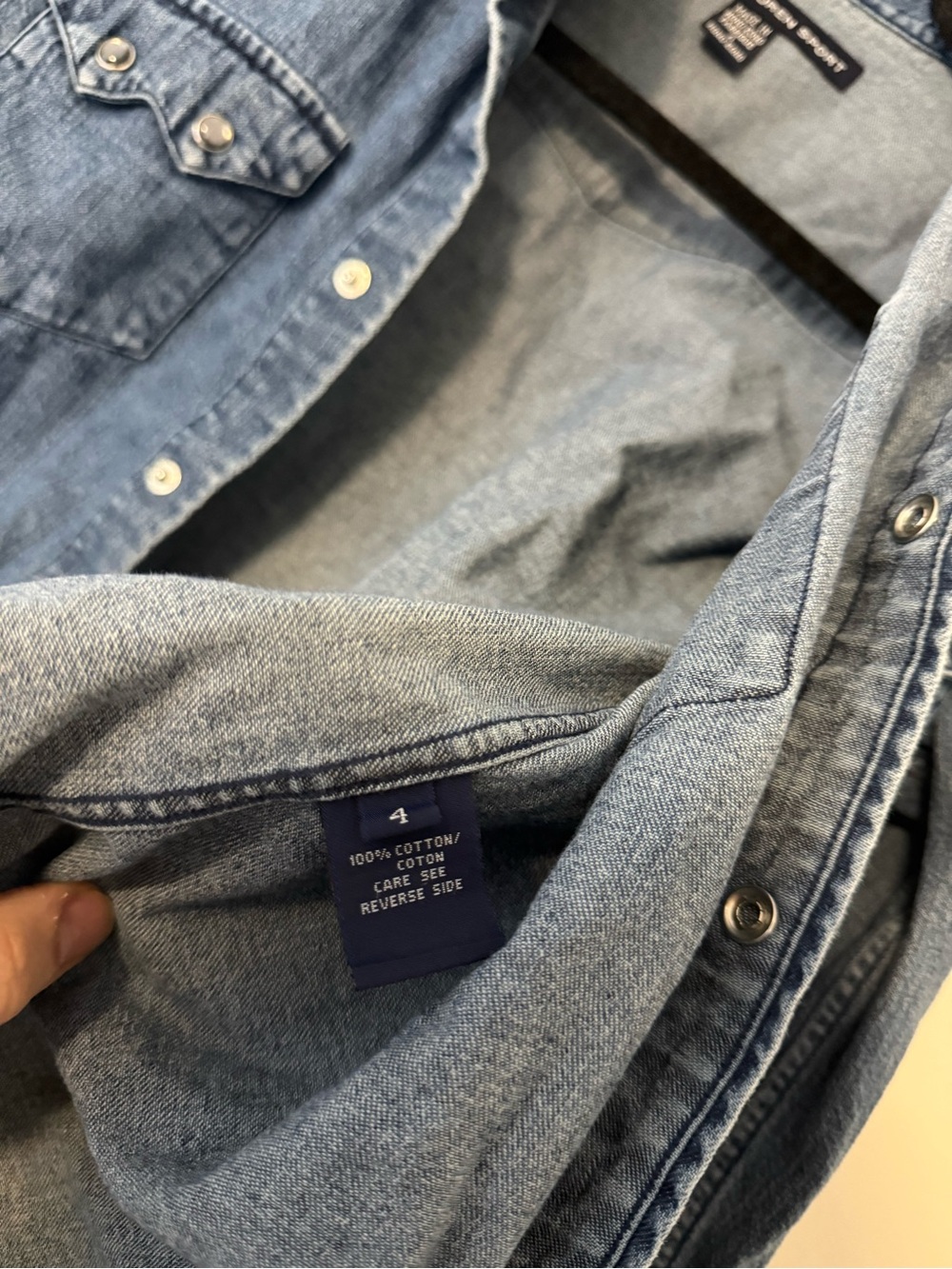 Vintage Ralph Lauren Sport Denim Western Buttondown Jean Shirt - Womens Sm (4) - Picture 4 of 8